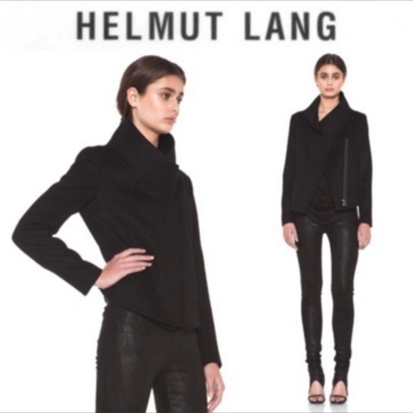 Helmut Lang 100% wool shawl collar asymmetrical zip jacket - Picture 2 of 14